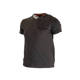 T-shirt kaki col V imprimé maori (vue de 3/4 face)