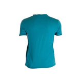 T-shirt homme turquoise col V en coton slub (vue de dos)