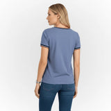 T-shirt femme bleu col en V Blacks Legend (vue de dos)