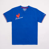 T-shirt bleu roi col V Barbarians BACK TO LEGEND (vêtement à plat de face)