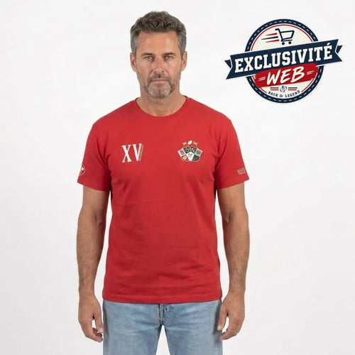 T-shirt manches courtes XV Barbarians rouge pour homme - BACK TO LEGEND