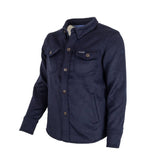 Veste surchemise bleue en laine et polyester (vue de 3/4 face)