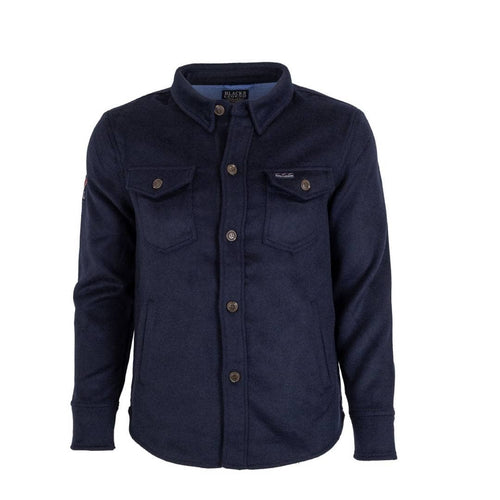 Veste surchemise bleue en laine et polyester