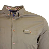 Chemise kaki unie à manches longues Blacks Legend (Zoom poitrine)