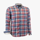 Chemise à manches longues rouge pâle à carreaux