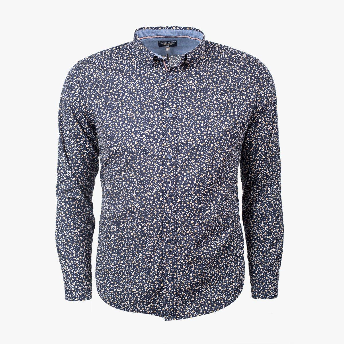 Chemise Homme bleue à petites fleurs (manches longues) – Blacks Legend