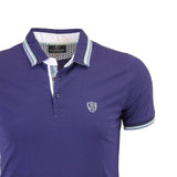 Polo bleu col rayé Blacks Legend (Zoom poitrine et col)