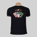 Polo noir col contrasté Barbarians - Blacks Legend (Vue de dos)