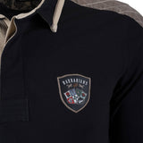 Polo noir surpiqué à manches longues Barbarians - Blacks Legend (Zoom pointrine)