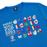 T-shirt bleu & drapeaux RWC France 2023 - Blacks Legend (Zoom poitrine)