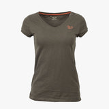 T-shirt femme kaki col en V Blacks Legend