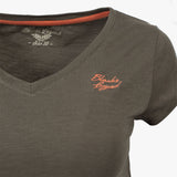 T-shirt femme kaki col en V Blacks Legend