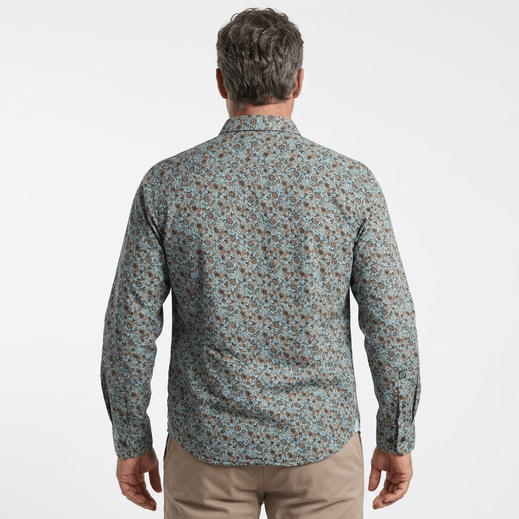 Chemise ml bleu ciel à imprimé floral multicolore