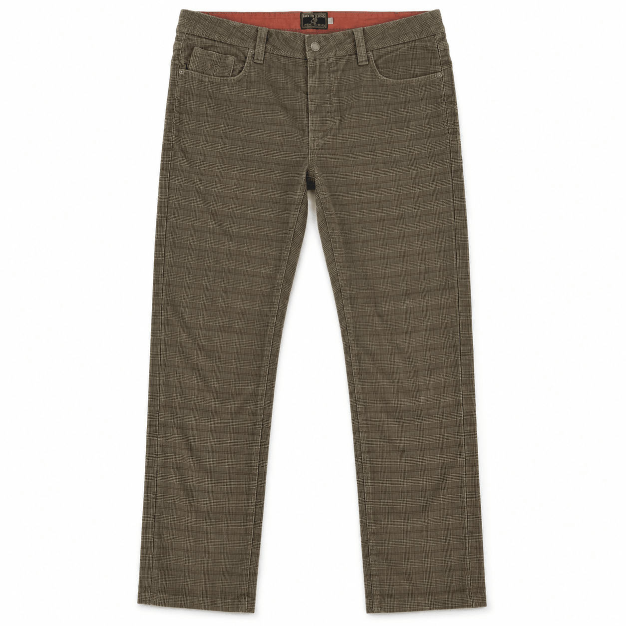 Pantalon velours beige motif Prince de Galles