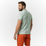 Almond green polo shirt floral print