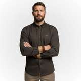 Chemise ml popline noire imprimé géométrique