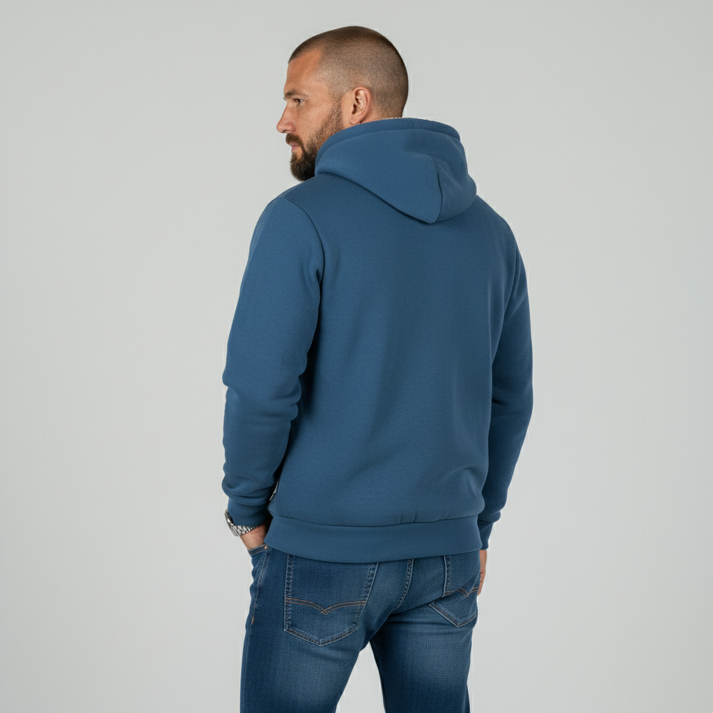 Sweat à capuche bleu doublé polaire molletonnée