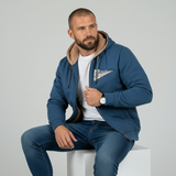 Sweat à capuche bleu doublé polaire molletonnée