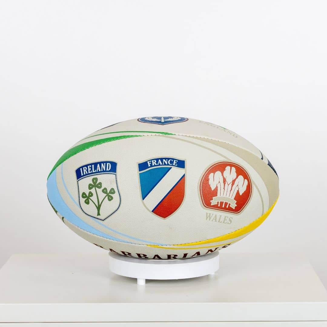 Ballon de rugby blanc Barbarians multi-nation