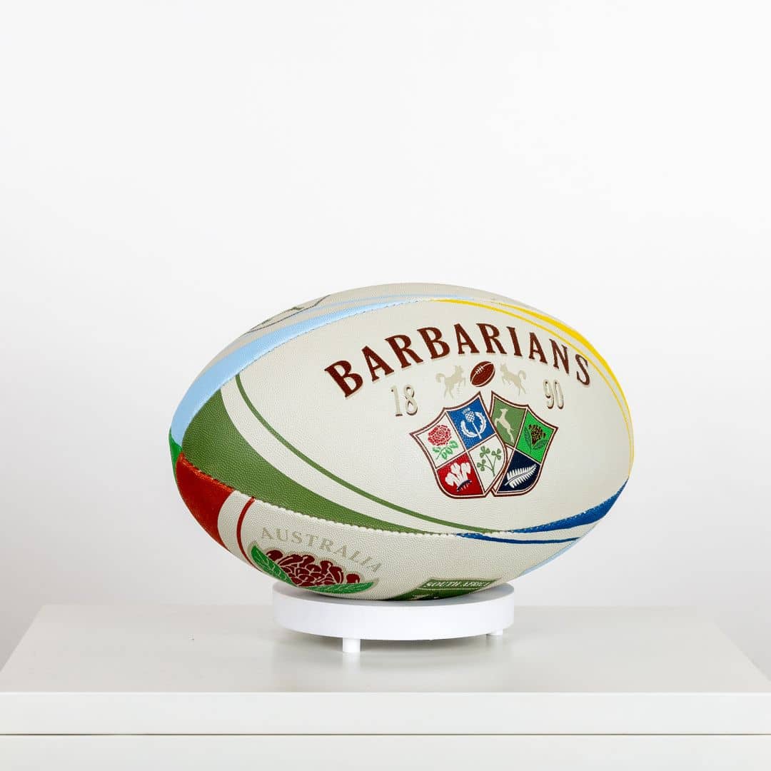 Ballon de rugby blanc Barbarians multi-nation