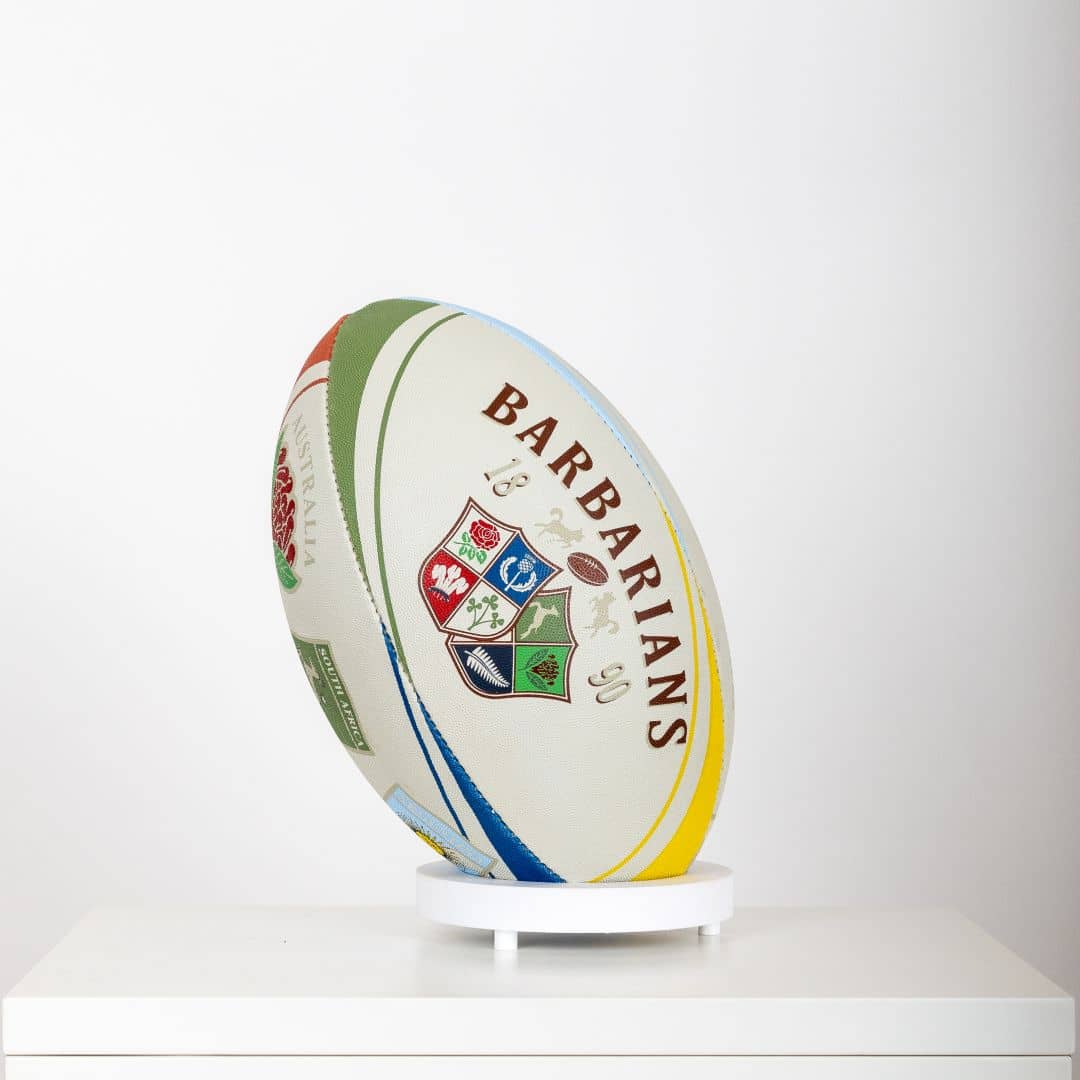 Ballon de rugby blanc Barbarians multi-nation