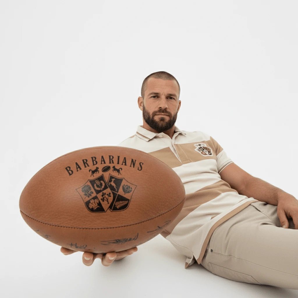 Ballon de rugby vintage en cuir Barbarians