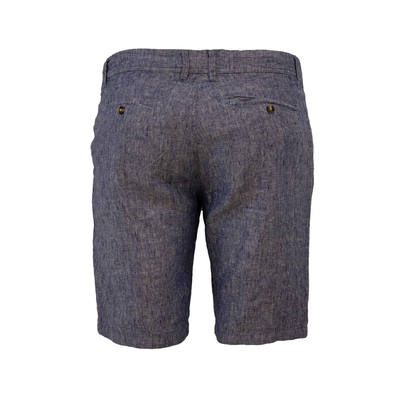 Bermuda Homme coupe chino bleu chiné en lin - Vue de dos