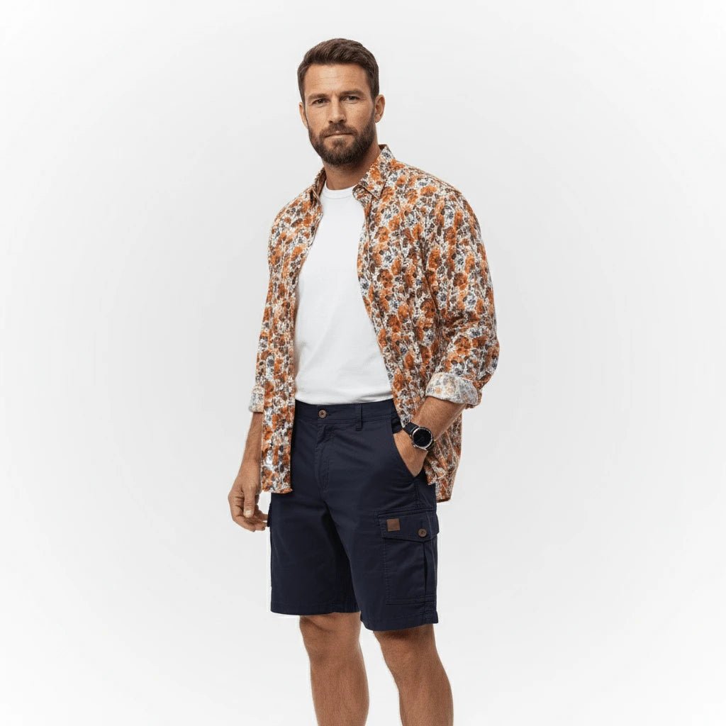 Bermuda coupe cargo bleu marine pour homme BACK TO LEGEND