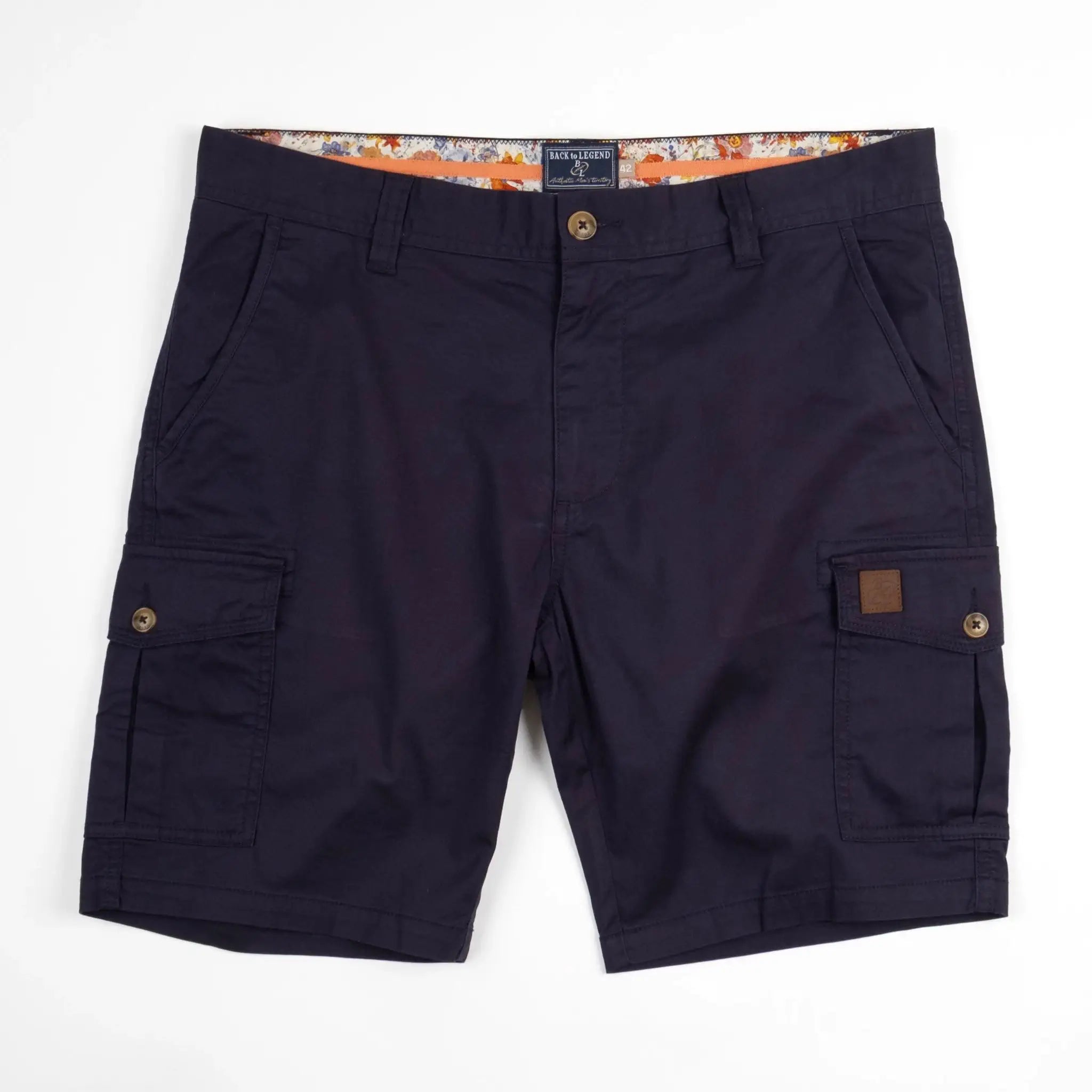 Bermuda coupe cargo bleu marine pour homme BACK TO LEGEND (vêtement à plat de face)