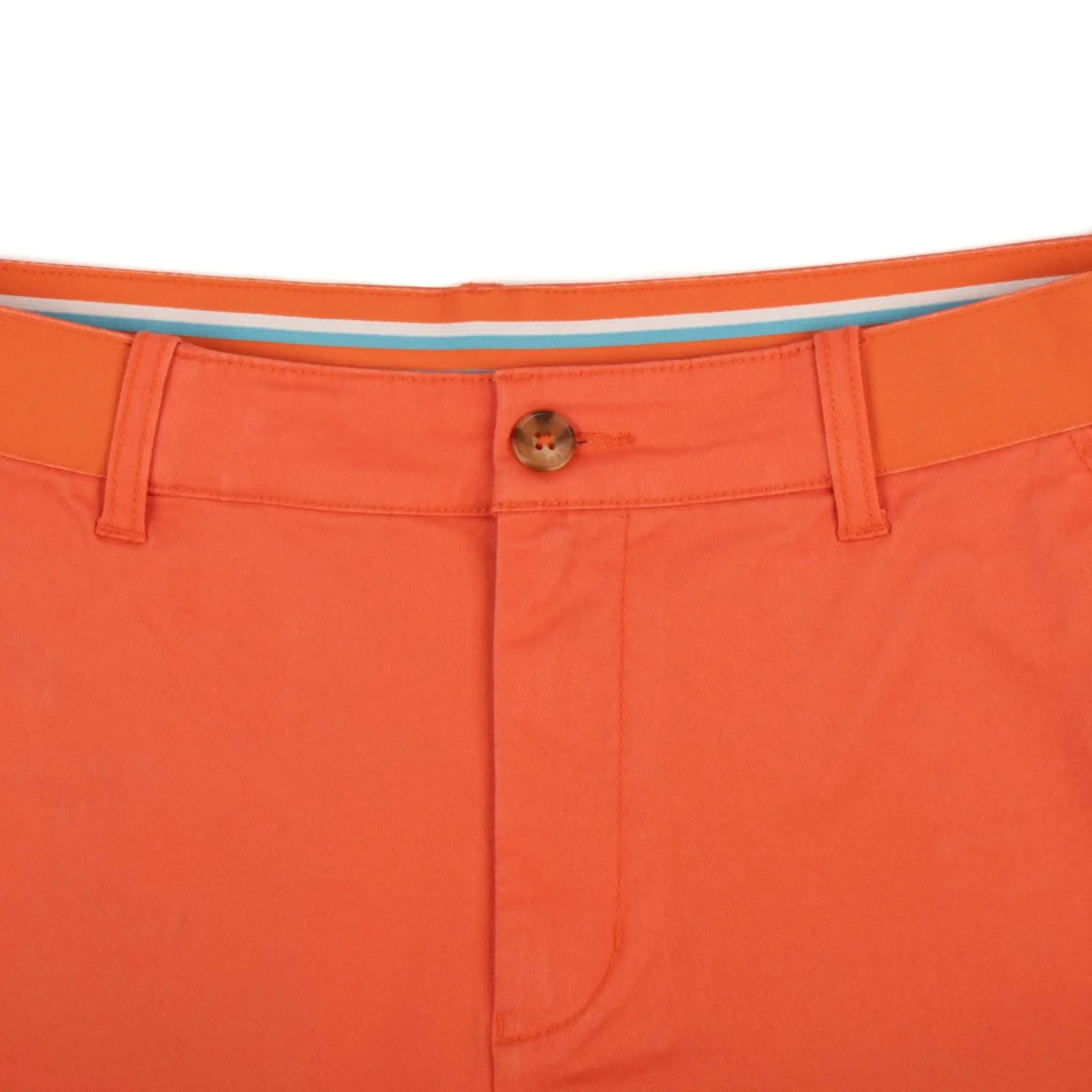Bermuda coupe chino orange pour homme BACK TO LEGEND (zoom fermeture et ceinture)