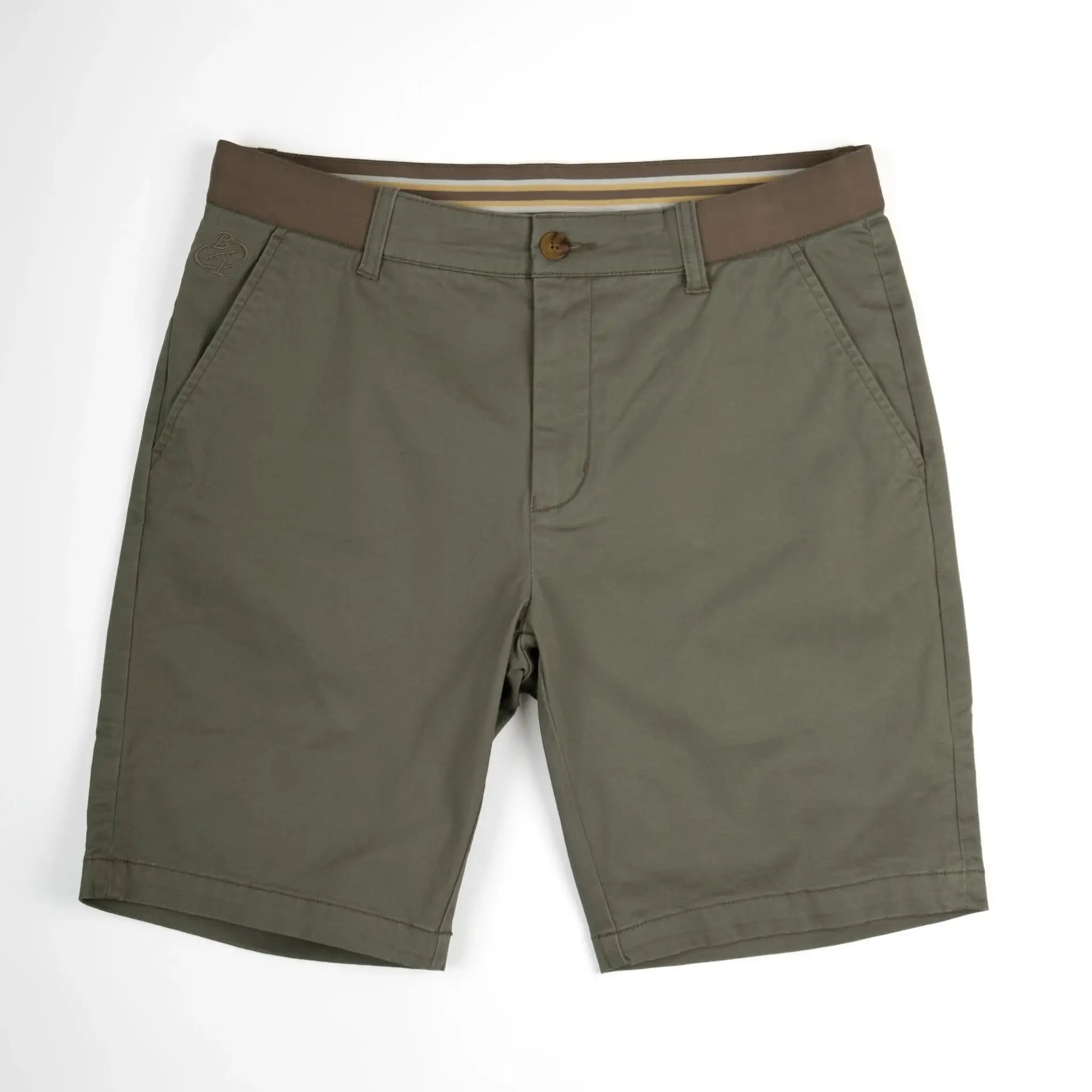 Bermuda coupe chino vert amande pour homme BACK TO LEGEND (vêtement à plat de face)