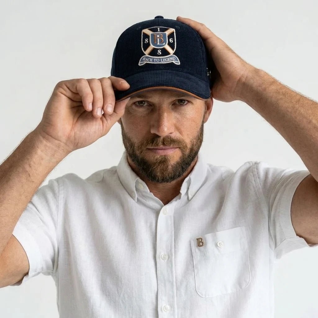 Casquette bleu marine en velours BACK TO LEGEND