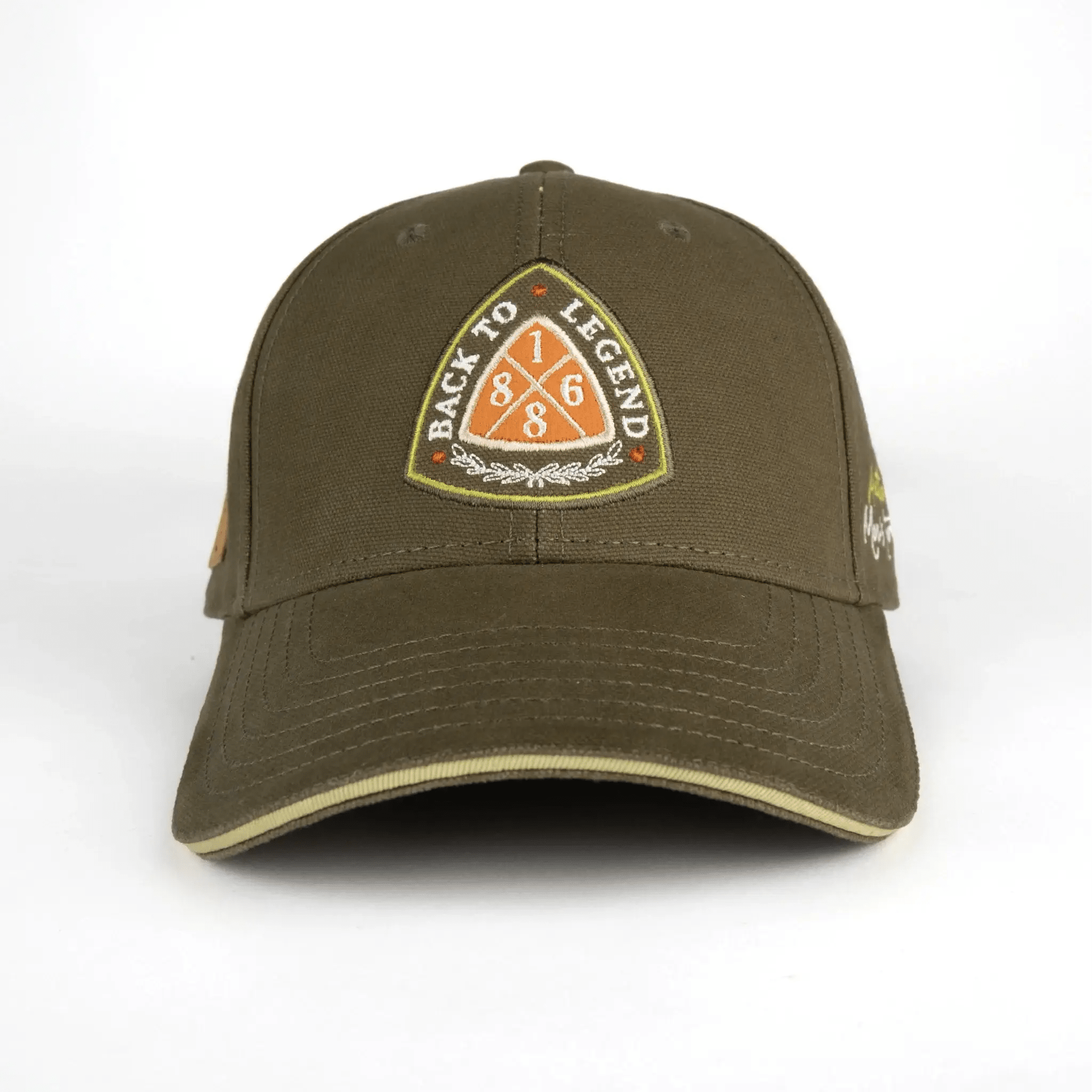 Casquette BACK TO LEGEND kaki en twill (vue de la face avant)