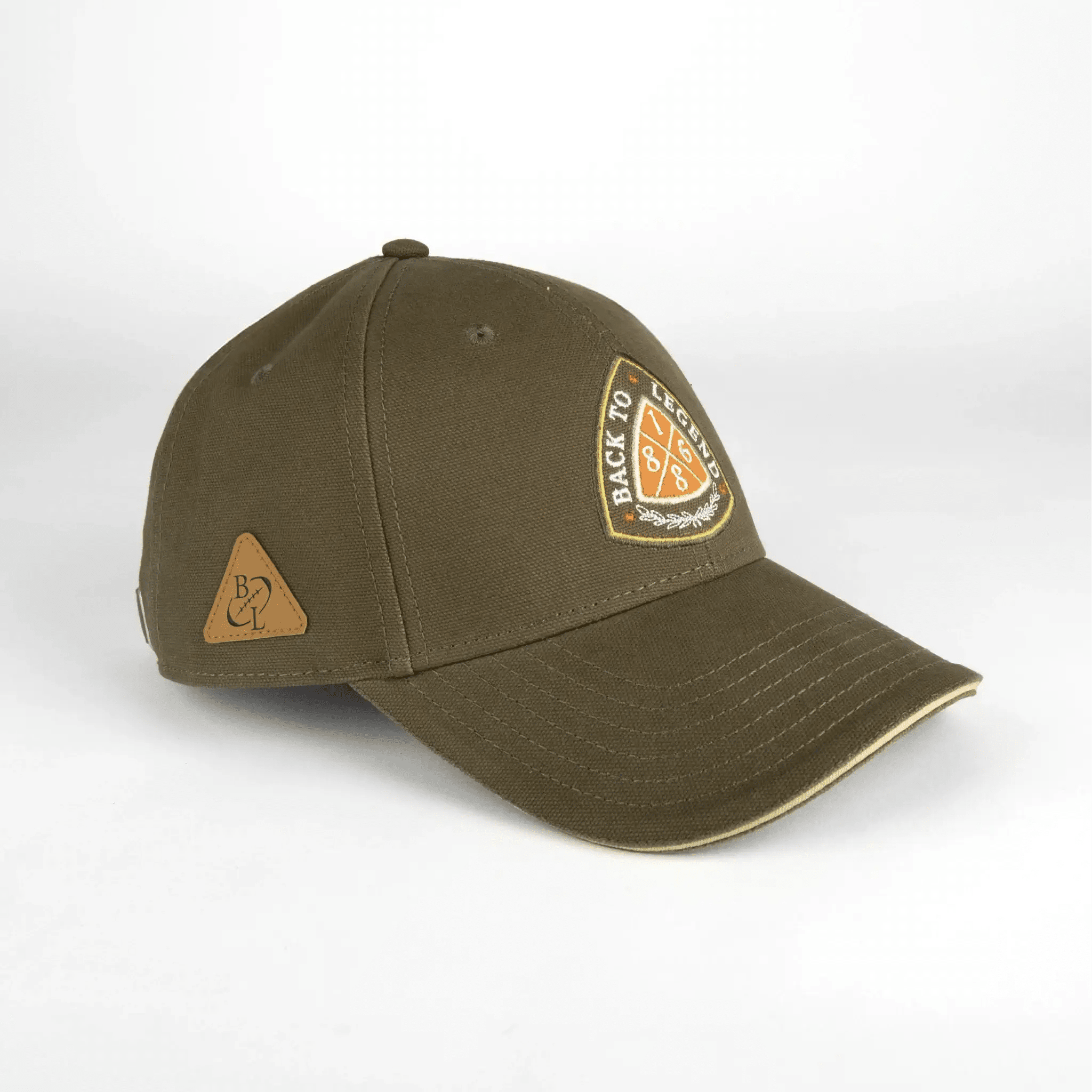 Casquette BACK TO LEGEND kaki en twill (vue de 3/4 face)