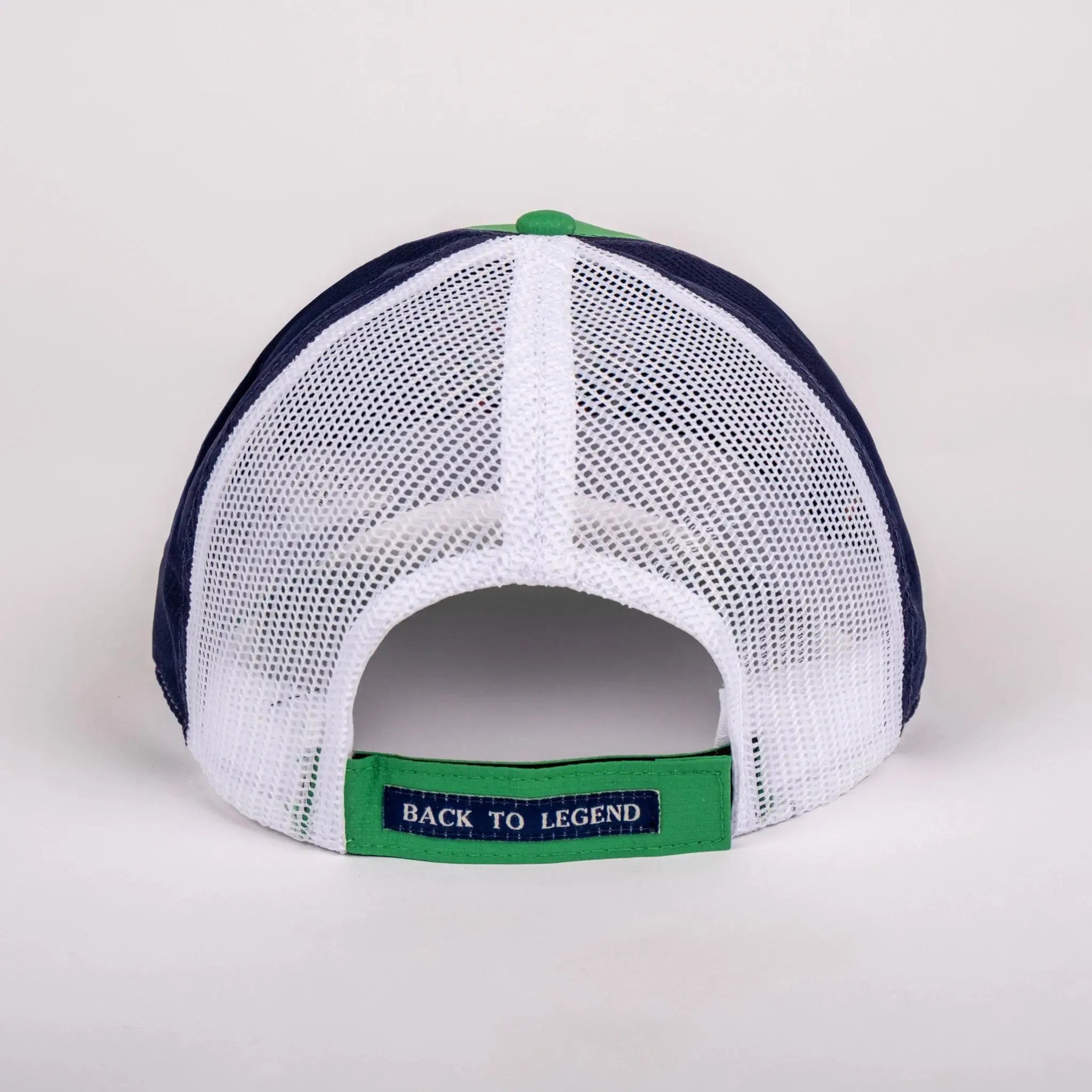 Casquette tricolore verte bleue et blanche BACK to LEGEND (vue arrière)