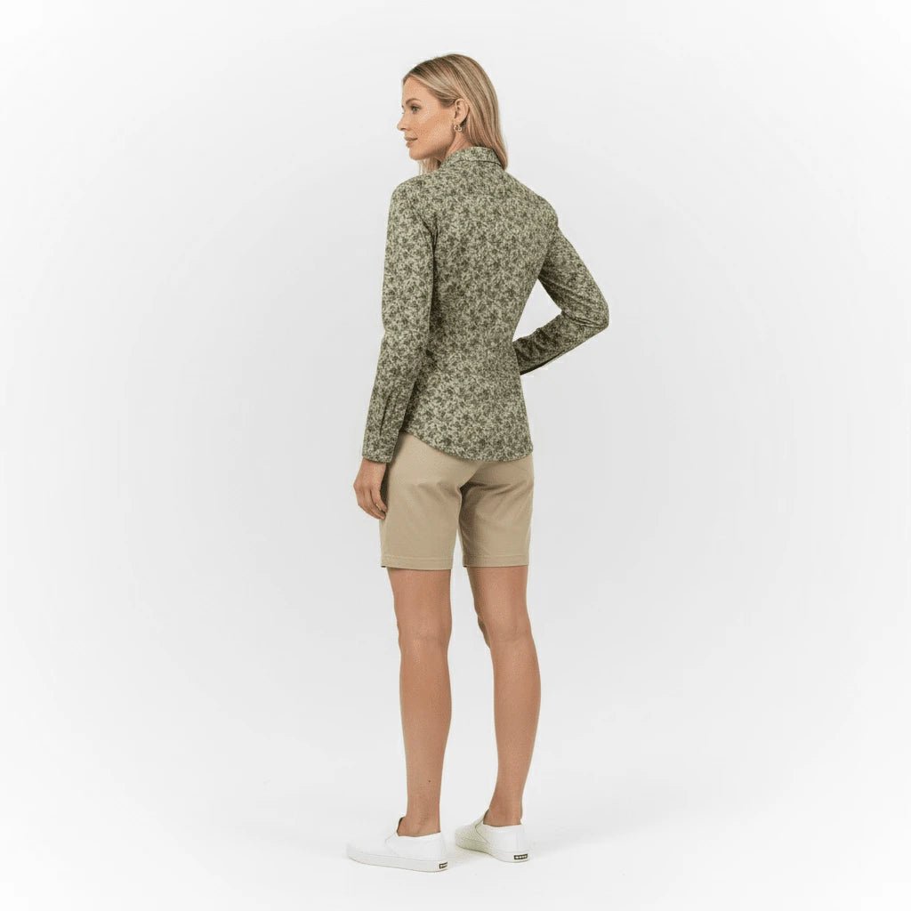Chemise femme kaki à fleurs (manches longues) Blacks Legend