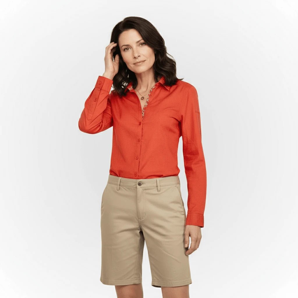 Chemise femme orange à manches longues en lin et coton Blacks Legend