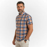 Chemise homme à carreaux orange corail (manches courtes) Blacks Legend