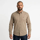 Chemise homme beige à manches longues en popline BACK TO LEGEND