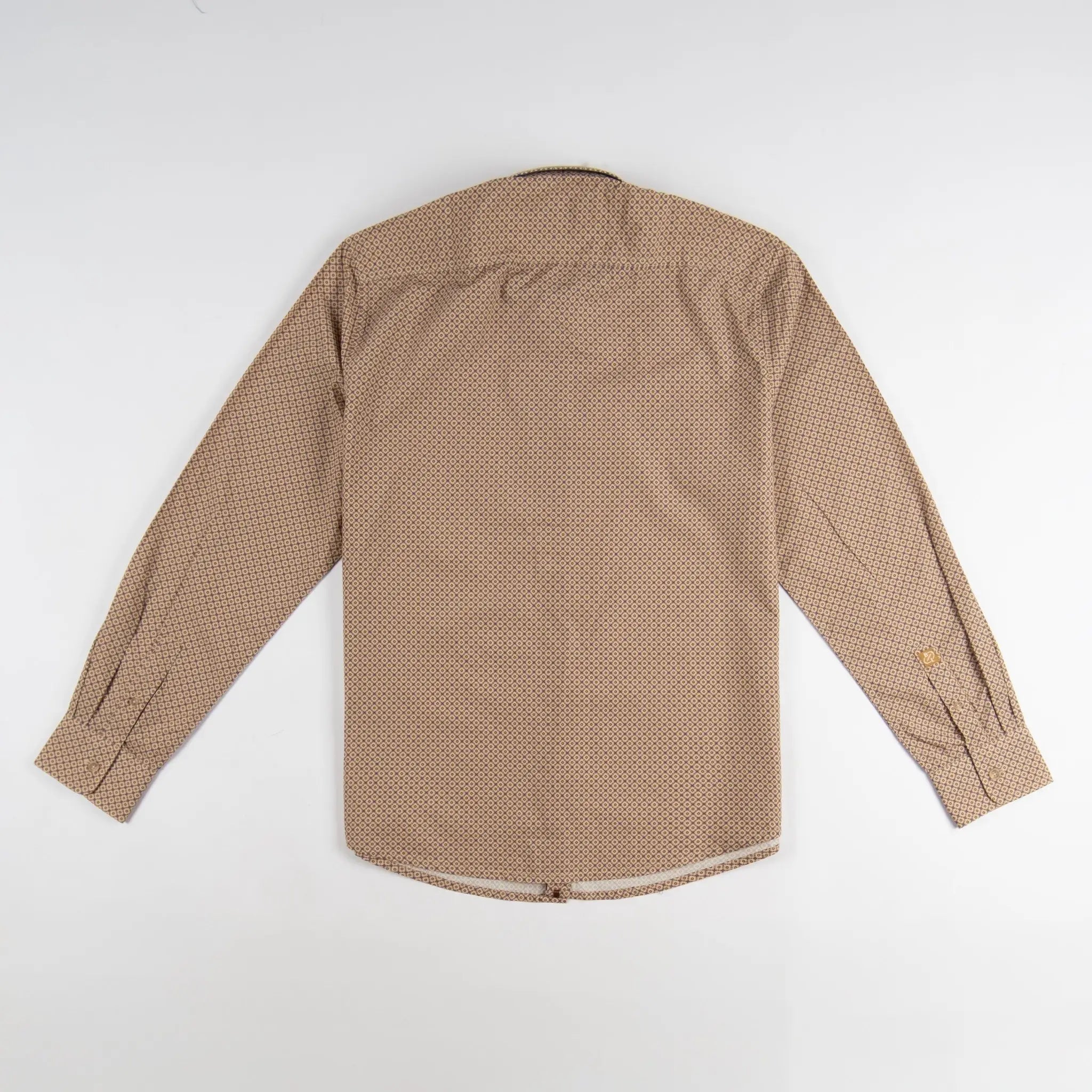 Chemise homme beige à manches longues en popline BACK TO LEGEND (chemise à plat de dos)