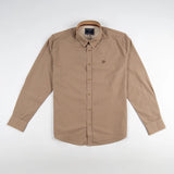 Chemise homme beige à manches longues en popline BACK TO LEGEND (chemise à plat de face)