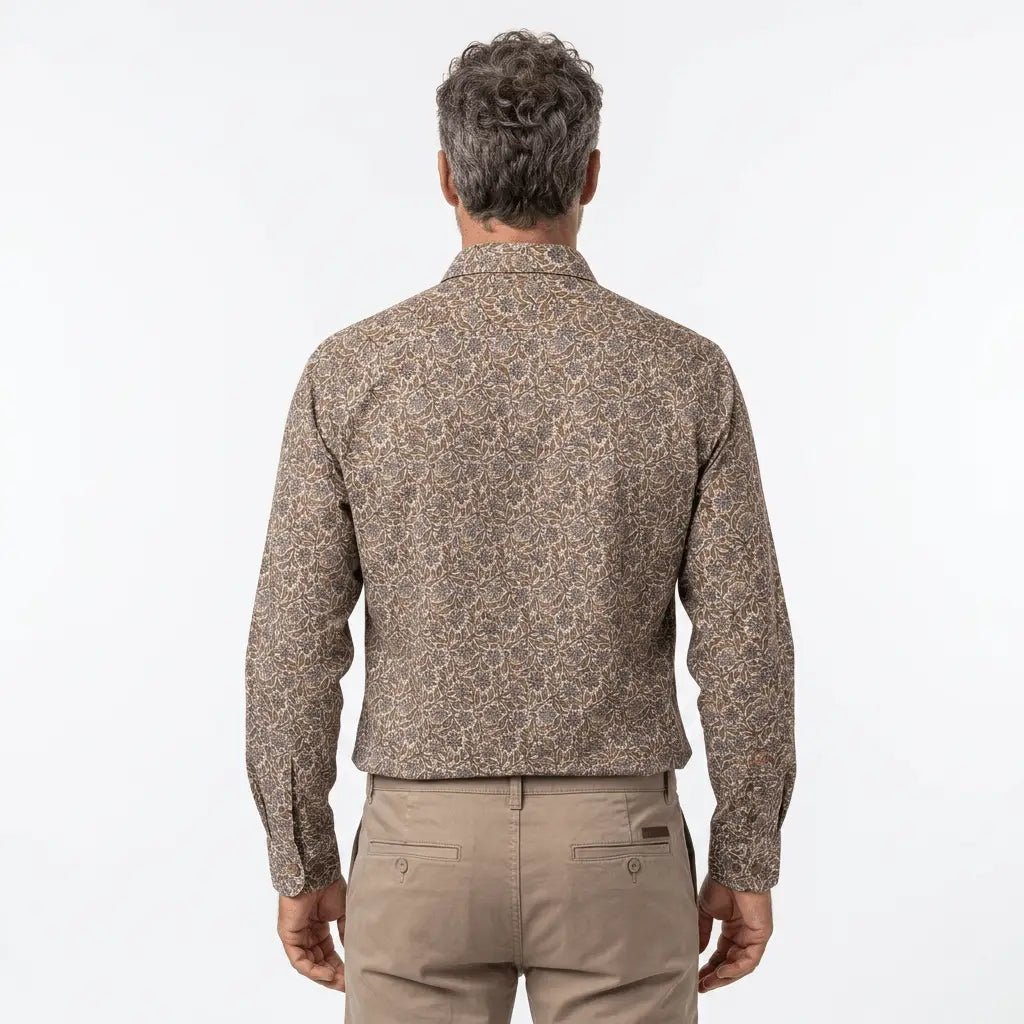 Chemise homme blanche à motif floral en voile de coton BACK TO LEGEND