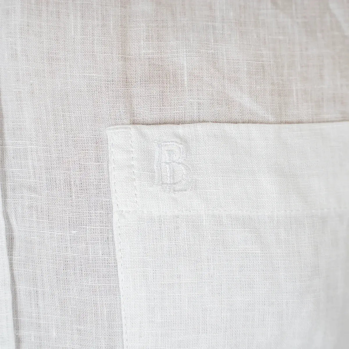 Chemise Homme à manches longues blanche en lin BACK to LEGEND (zoom sur la poche poitrine)