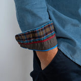 Chemise à manches longues bleu indigo en velours Back to Legend (zoom revers de manche)