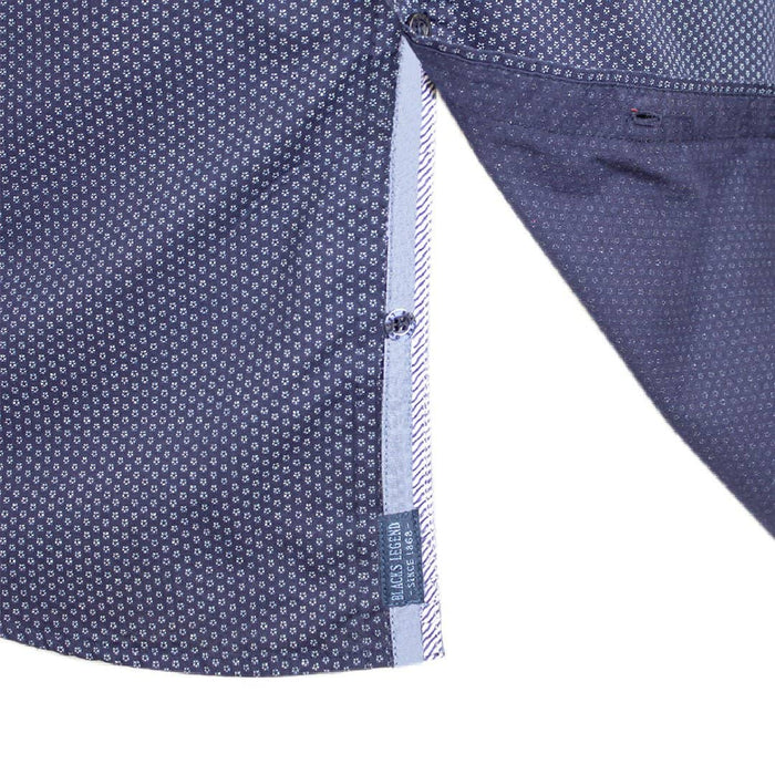 Chemise à manches longues bleu marine imprimé géométrique Black Legend (Zoom boutonnière)