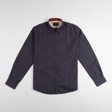 Chemise manches longues bleu marine à motif cachemire BACK TO LEGEND (chemise à plat de face)