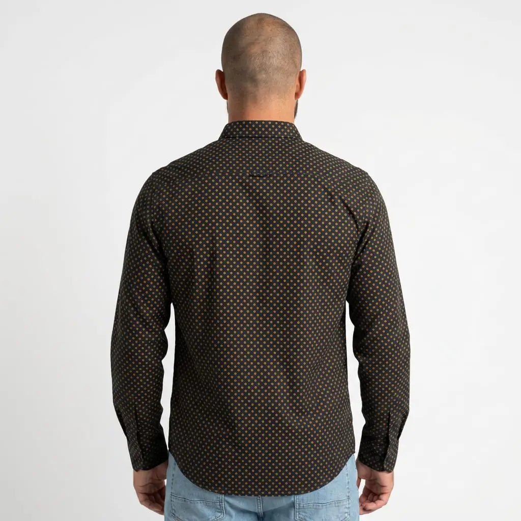 Chemise homme bleu marine à manches longues en popline BACK TO LEGEND