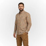 Chemise à manches longues kaki motif floral en voile de coton BACK to LEGEND