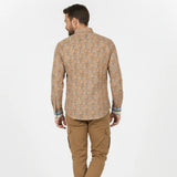 Chemise à manches longues kaki motif floral en voile de coton BACK to LEGEND (vue de dos)