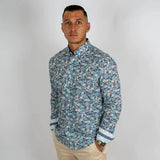 Chemise légère turquoise fleurie à manches longues Blacks Legend